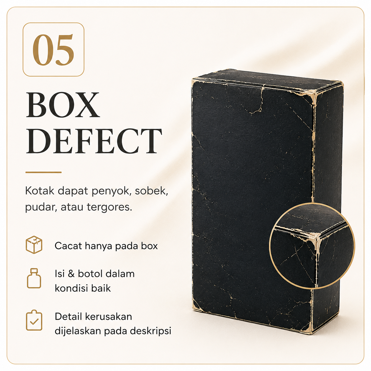Panduan kondisi parfum Box Defect