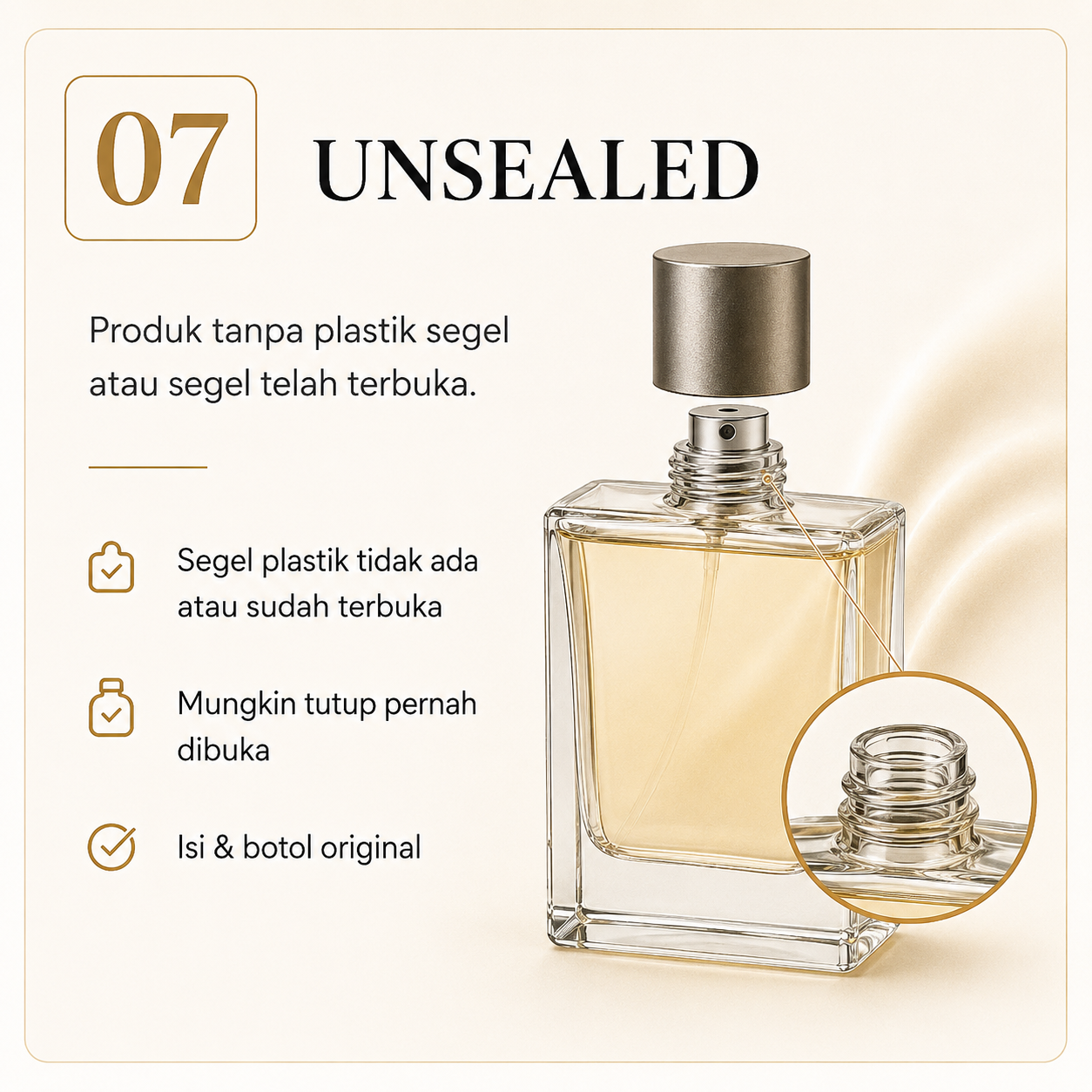 Panduan kondisi parfum Unsealed